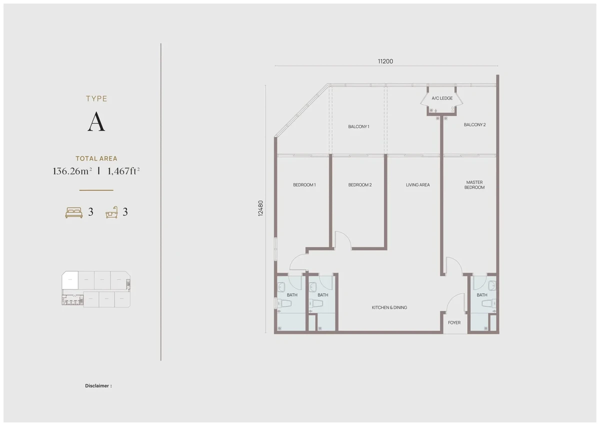 Alderwood Residence Type A 戶型圖・1467 呎