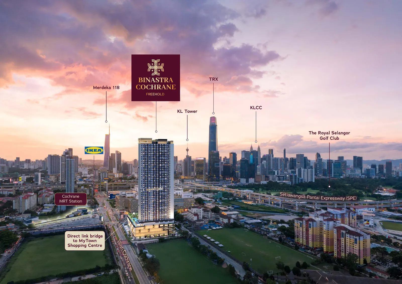 Binastra Cochrane 周邊地標與項目位置示意圖(Artist's Impression)