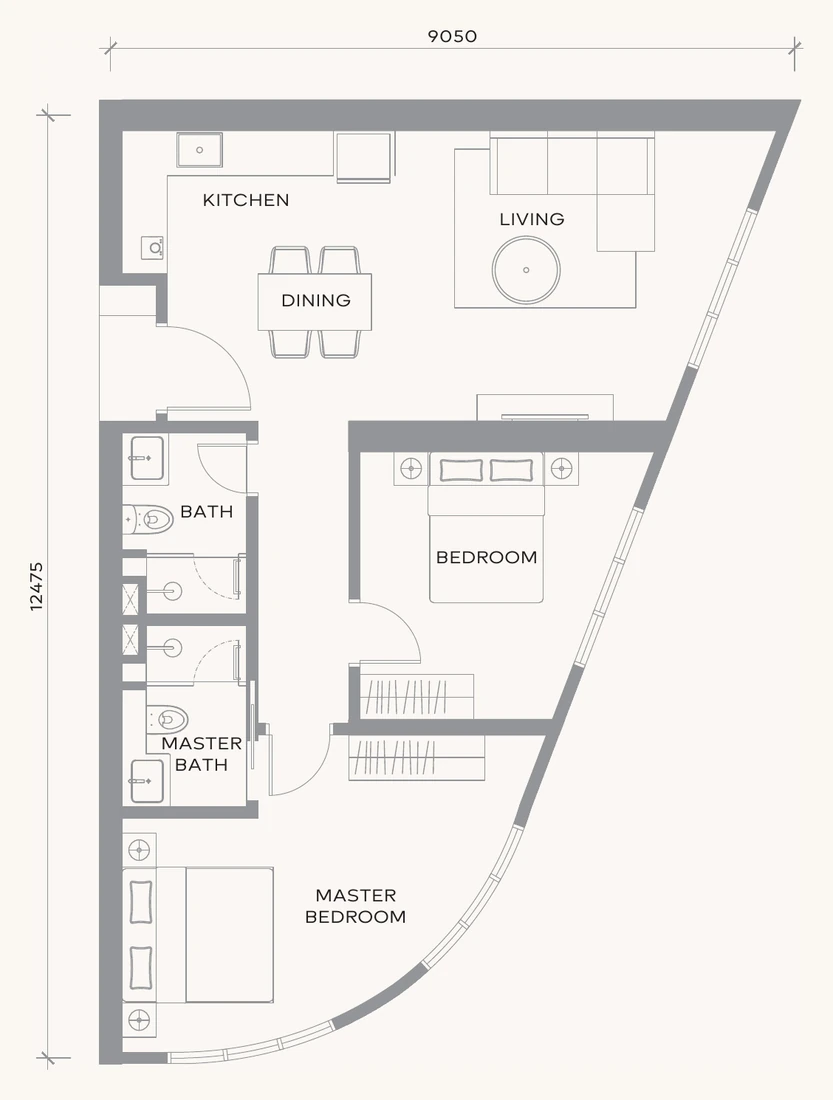 Khaya Residences Type D 戶型圖・869 呎