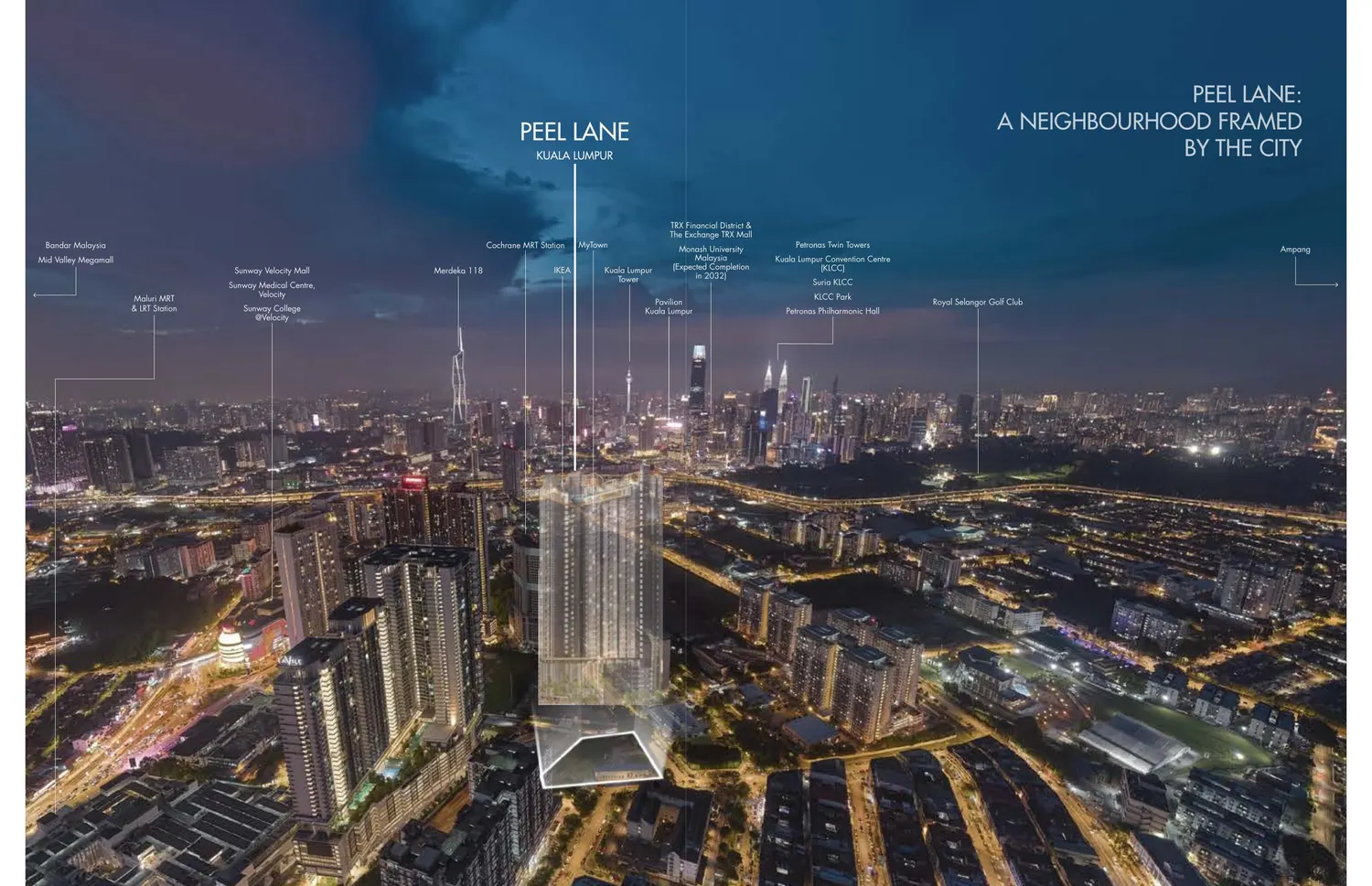 Peel Lane 周邊地標與項目位置示意圖（Artist's Impression）